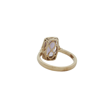 9ct Yellow Gold Amethyst And Diamond Ring