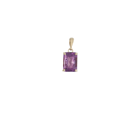 9ct Yellow Gold Pendant with Emerald Cut Amethyst Gemstone