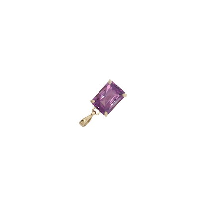 9ct Yellow Gold Pendant with Emerald Cut Amethyst Gemstone