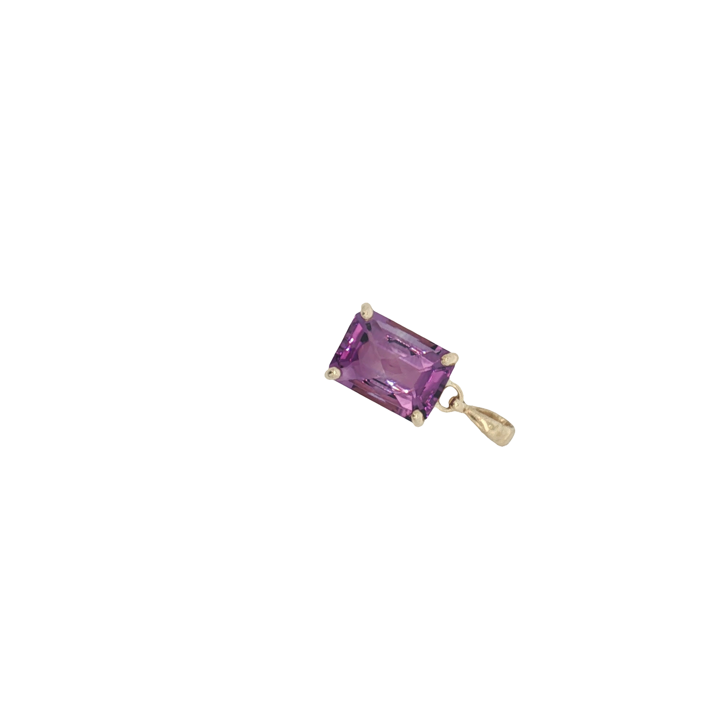 9ct Yellow Gold Pendant with Emerald Cut Amethyst Gemstone