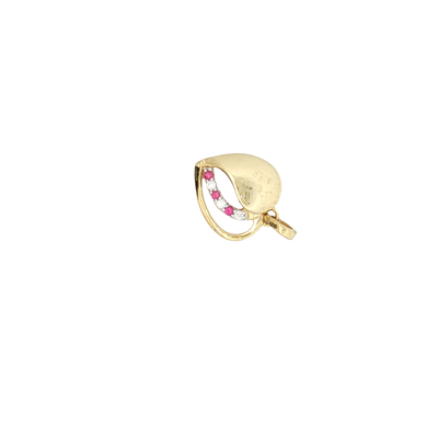 9ct Yellow Gold Heart Pendant with Brilliant-Cut Diamond and Ruby Accent
