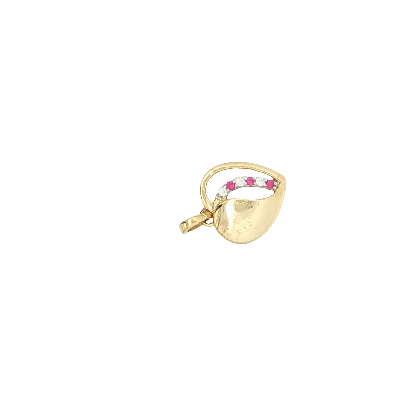 9ct Yellow Gold Heart Pendant with Brilliant-Cut Diamond and Ruby Accent