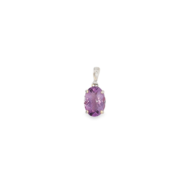 9ct Yellow Gold Pendant with Oval Brilliant Cut Amethyst