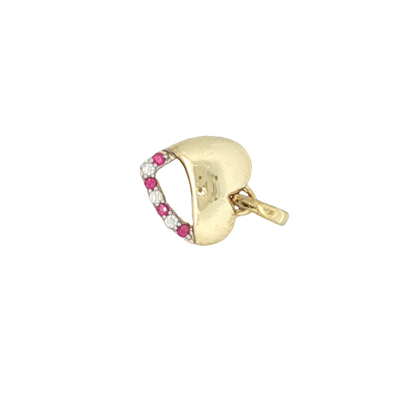 9ct Yellow Gold Heart Pendant with Round Brilliant Ruby And Diamonds