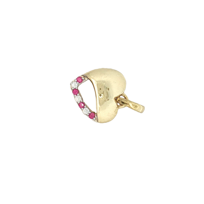 9ct Yellow Gold Heart Pendant with Round Brilliant Ruby And Diamonds
