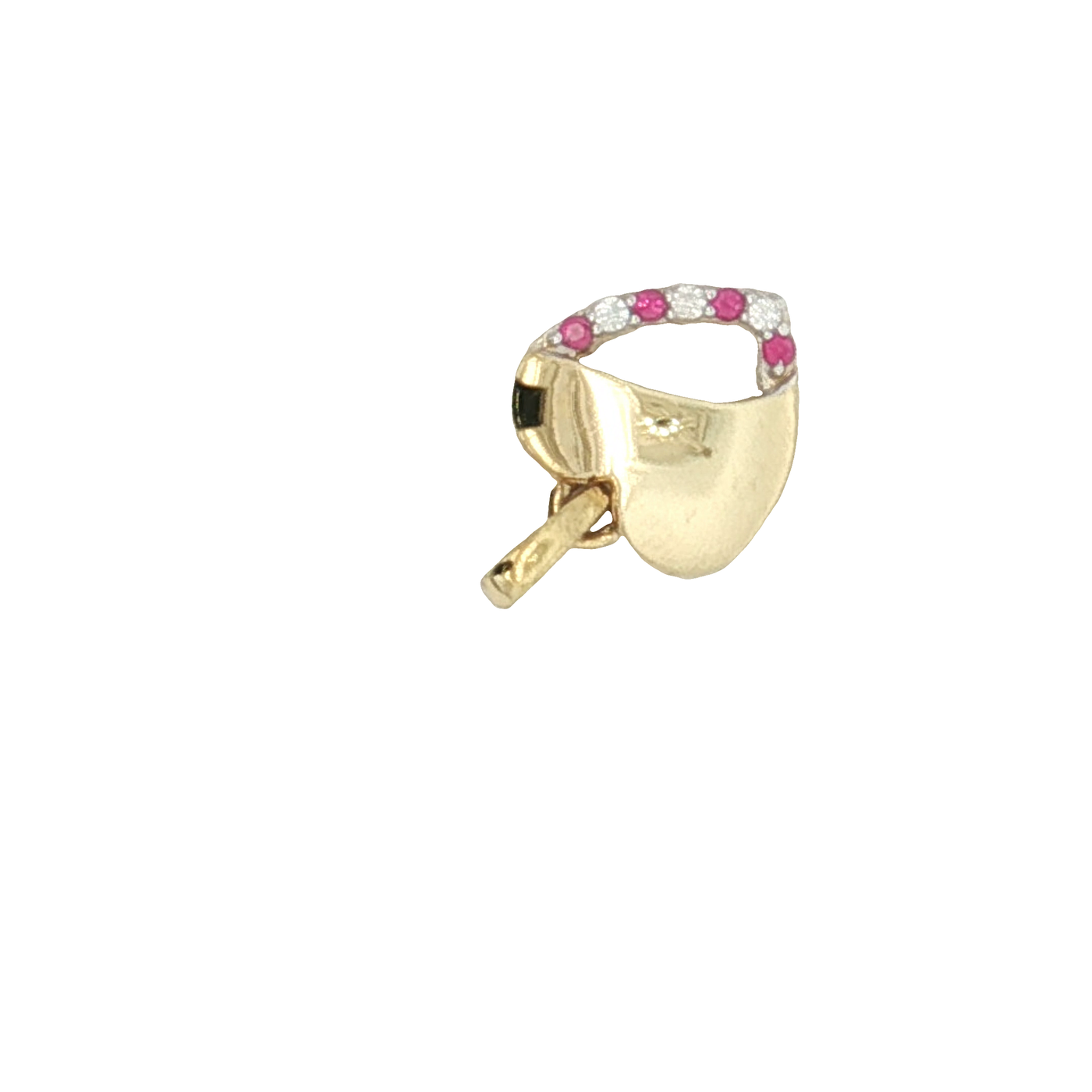 9ct Yellow Gold Heart Pendant with Round Brilliant Ruby And Diamonds