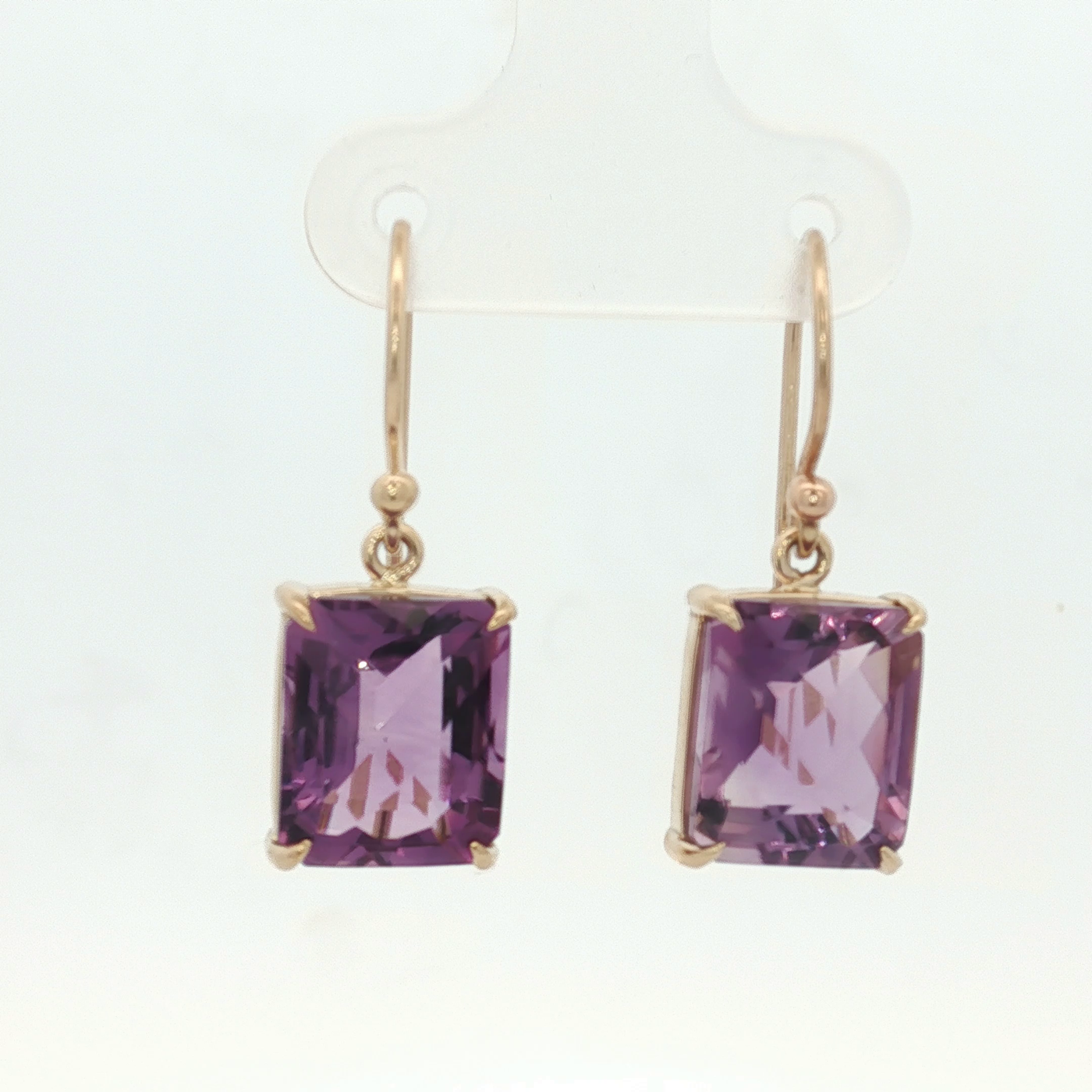 9ct Yellow Gold Amethyst Hook Earrings