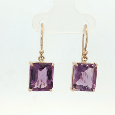 9ct Yellow Gold Amethyst Hook Earrings
