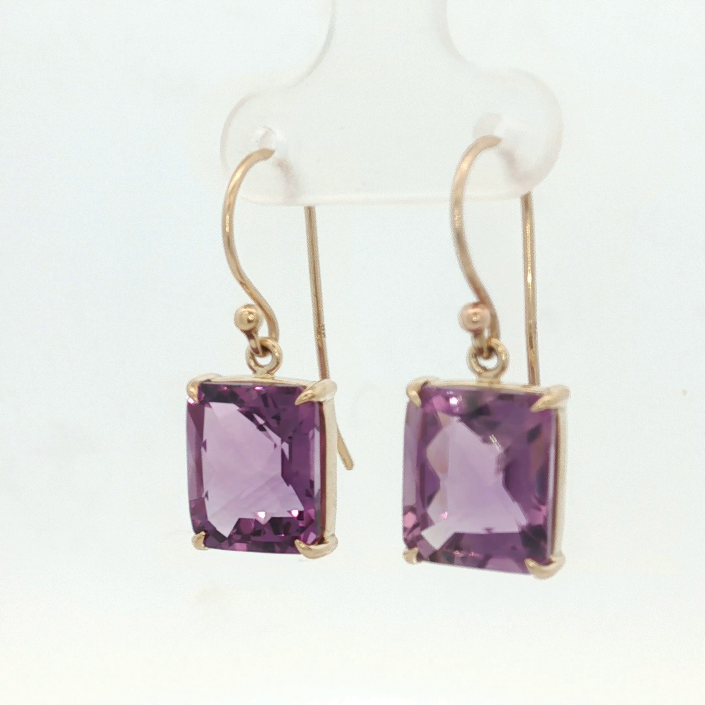 9ct Yellow Gold Amethyst Hook Earrings