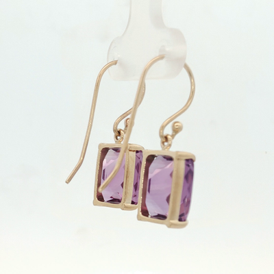9ct Yellow Gold Amethyst Hook Earrings
