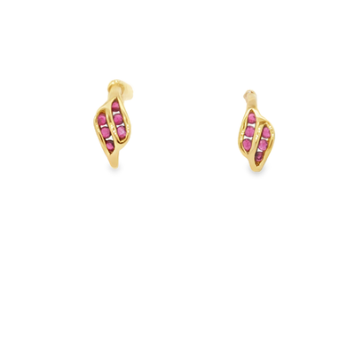 9ct Yellow Gold Stud Ruby Earrings