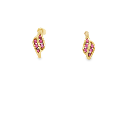 9ct Yellow Gold Stud Ruby Earrings