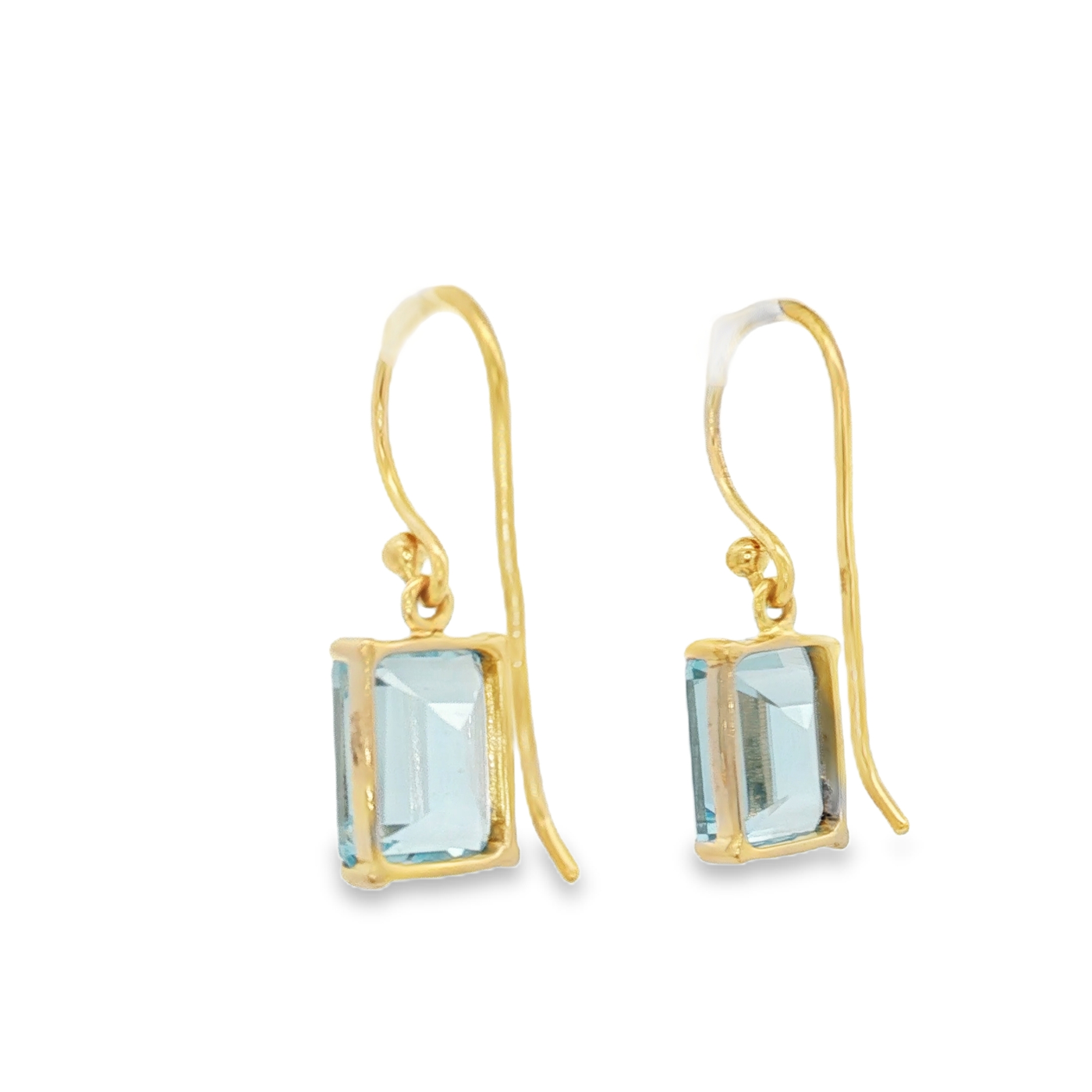 9ct Yellow Gold Hook Earrings with Emerald Cut Topaz