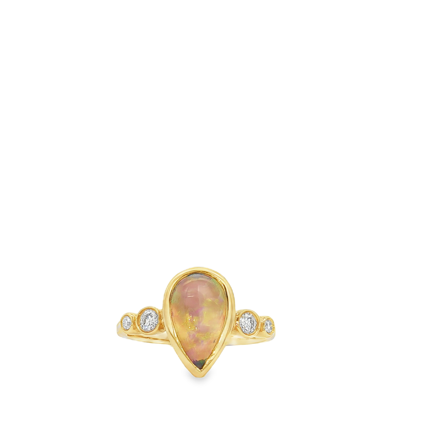14ct Yellow Gold Lightening Ridge Sold Opal And Diamond Ring