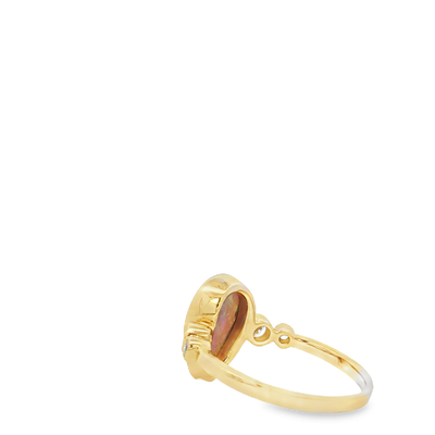 14ct Yellow Gold Lightening Ridge Sold Opal And Diamond Ring