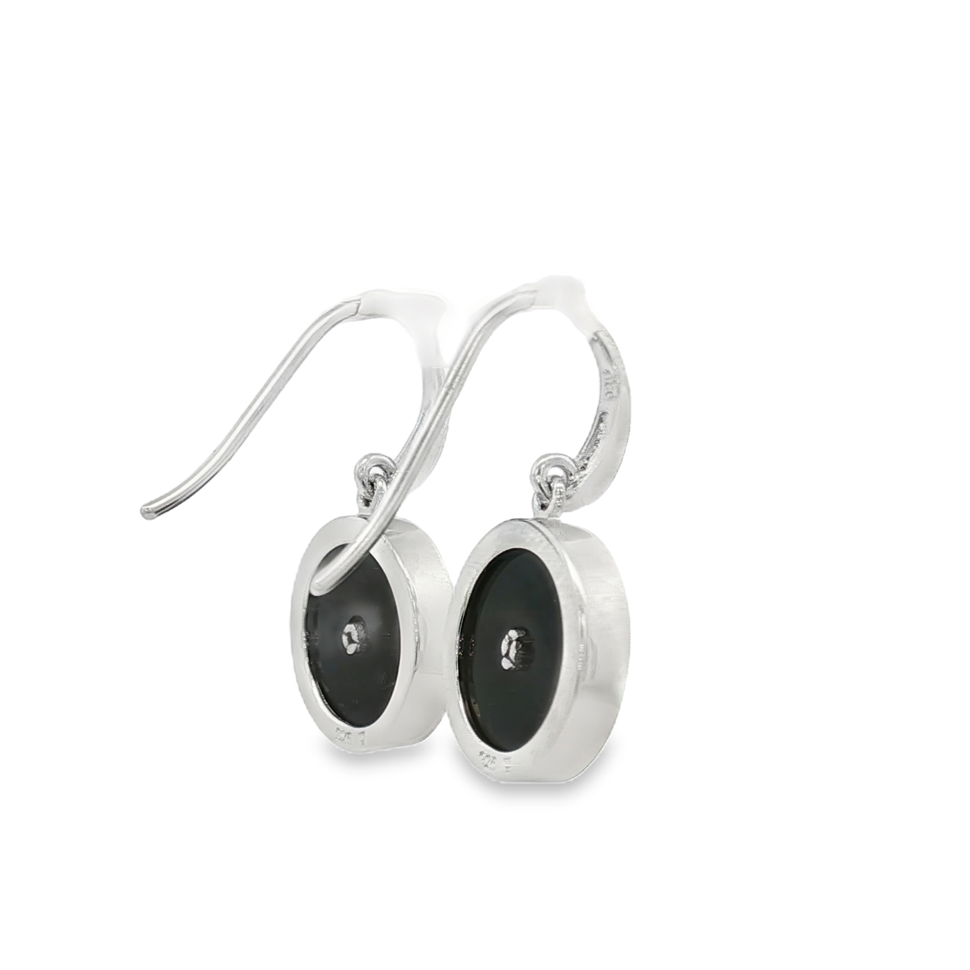 Sterling Silver Hook Earrings with Onyx and Cubic Zirconia