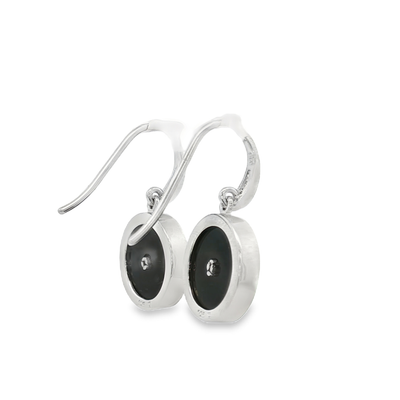 Sterling Silver Hook Earrings with Onyx and Cubic Zirconia