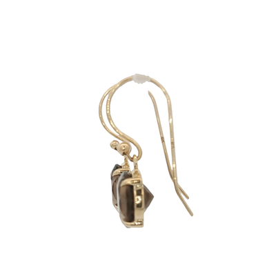 9ct Yellow Gold Smokey Quartz Hook Earrings