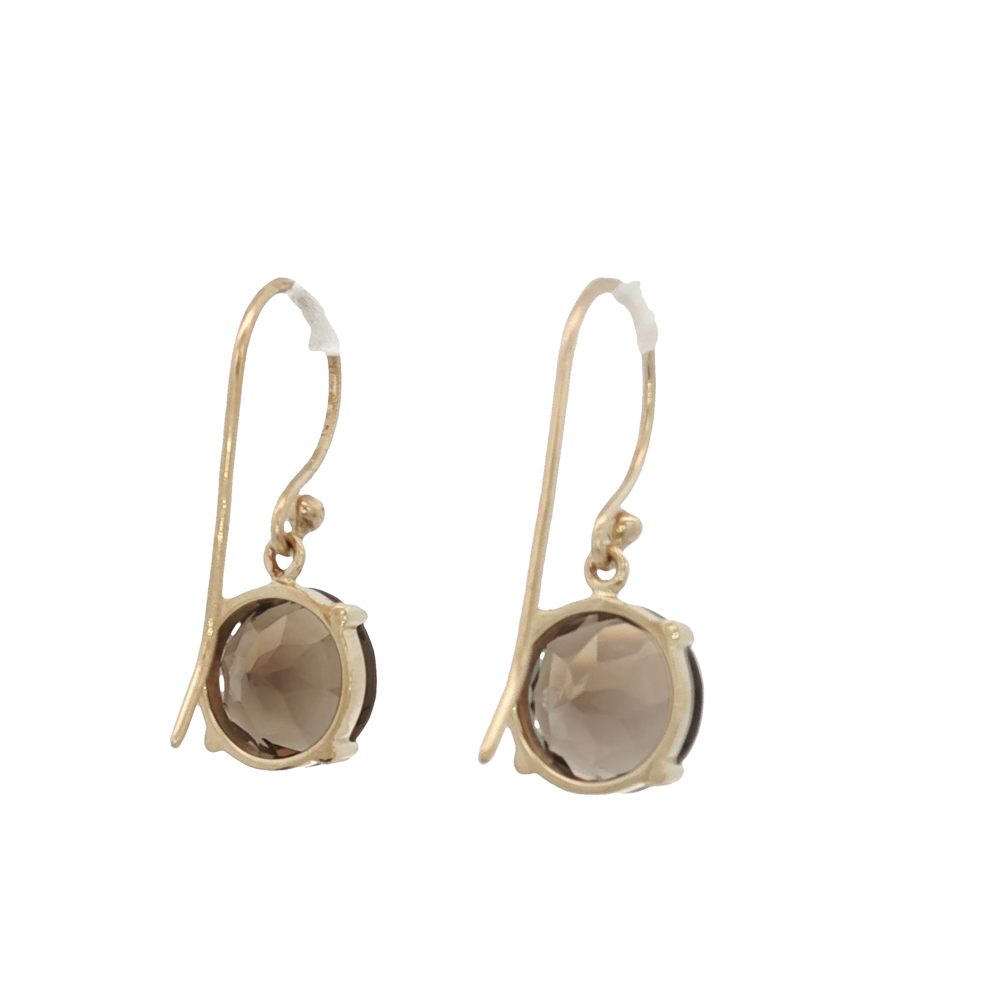 9ct Yellow Gold Smokey Quartz Hook Earrings