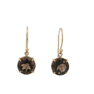 9ct Yellow Gold Smokey Quartz Hook Earrings