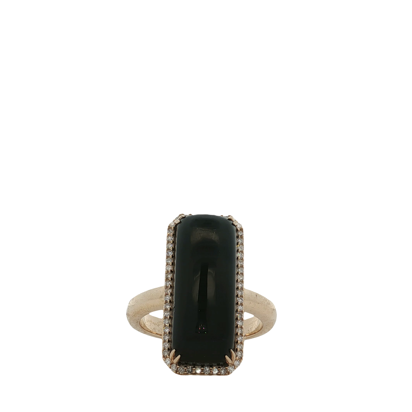 9ct Yellow Gold Black Onyx And Diamond Cocktail Ring