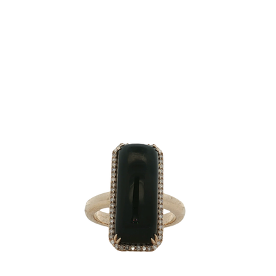 9ct Yellow Gold Black Onyx And Diamond Cocktail Ring