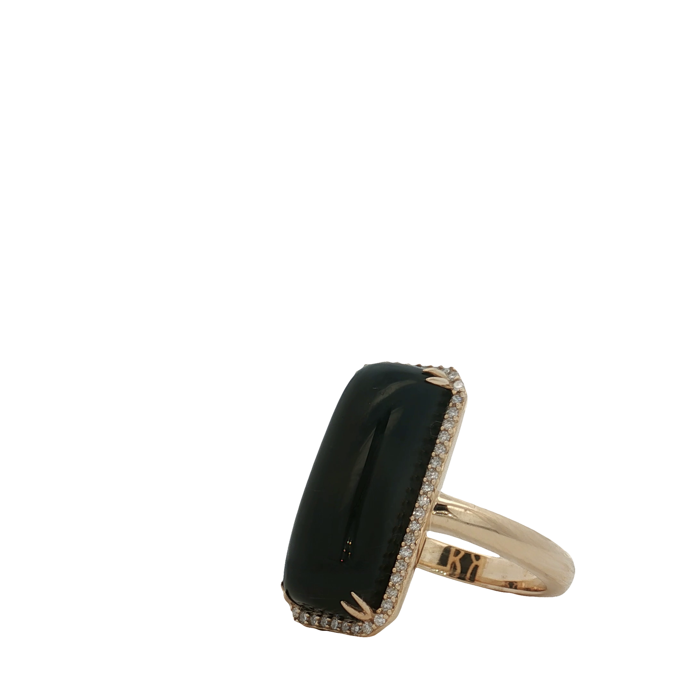 9ct Yellow Gold Black Onyx And Diamond Cocktail Ring