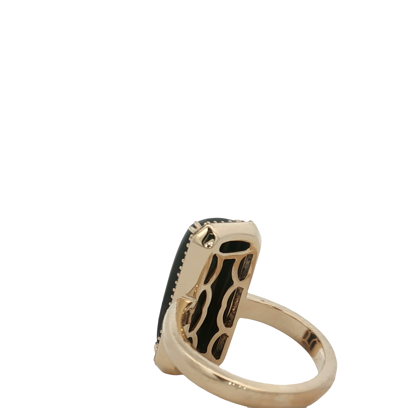9ct Yellow Gold Black Onyx And Diamond Cocktail Ring