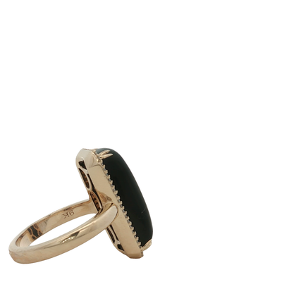 9ct Yellow Gold Black Onyx And Diamond Cocktail Ring