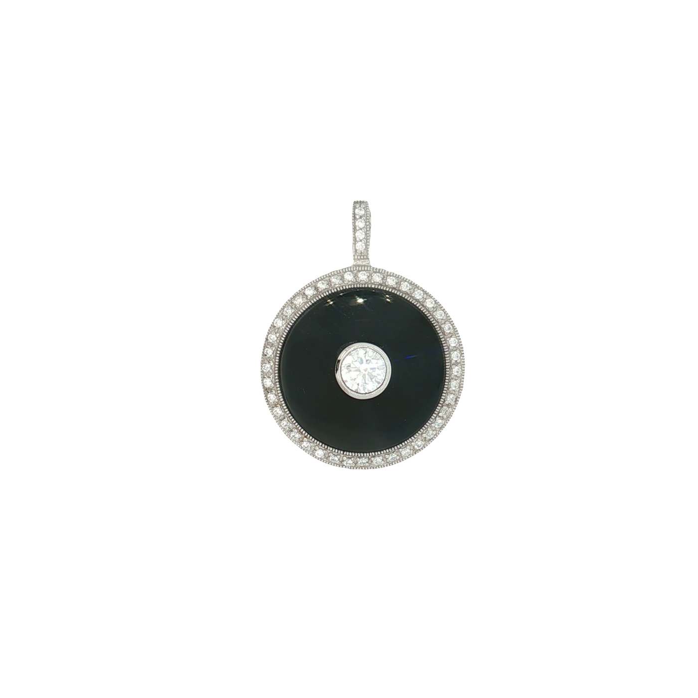 Sterling Silver Black Onyx And Cubic Zirconia Pendant