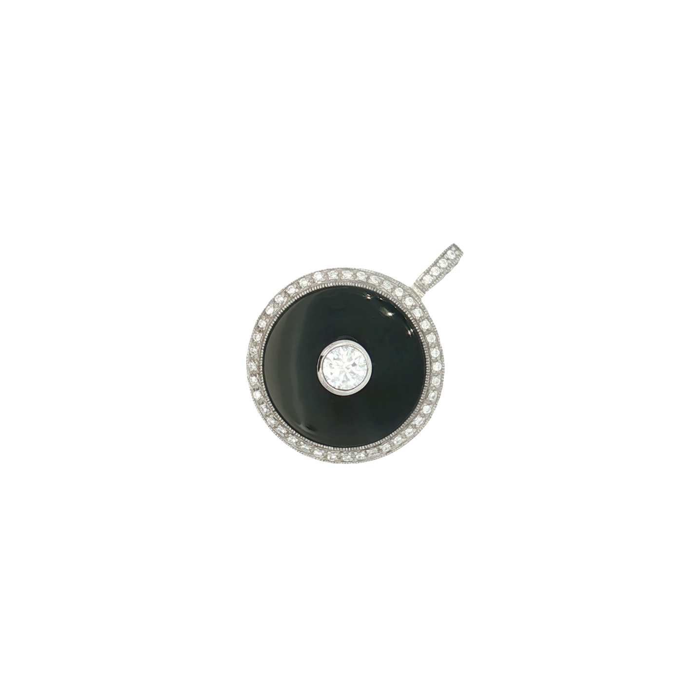 Sterling Silver Black Onyx And Cubic Zirconia Pendant