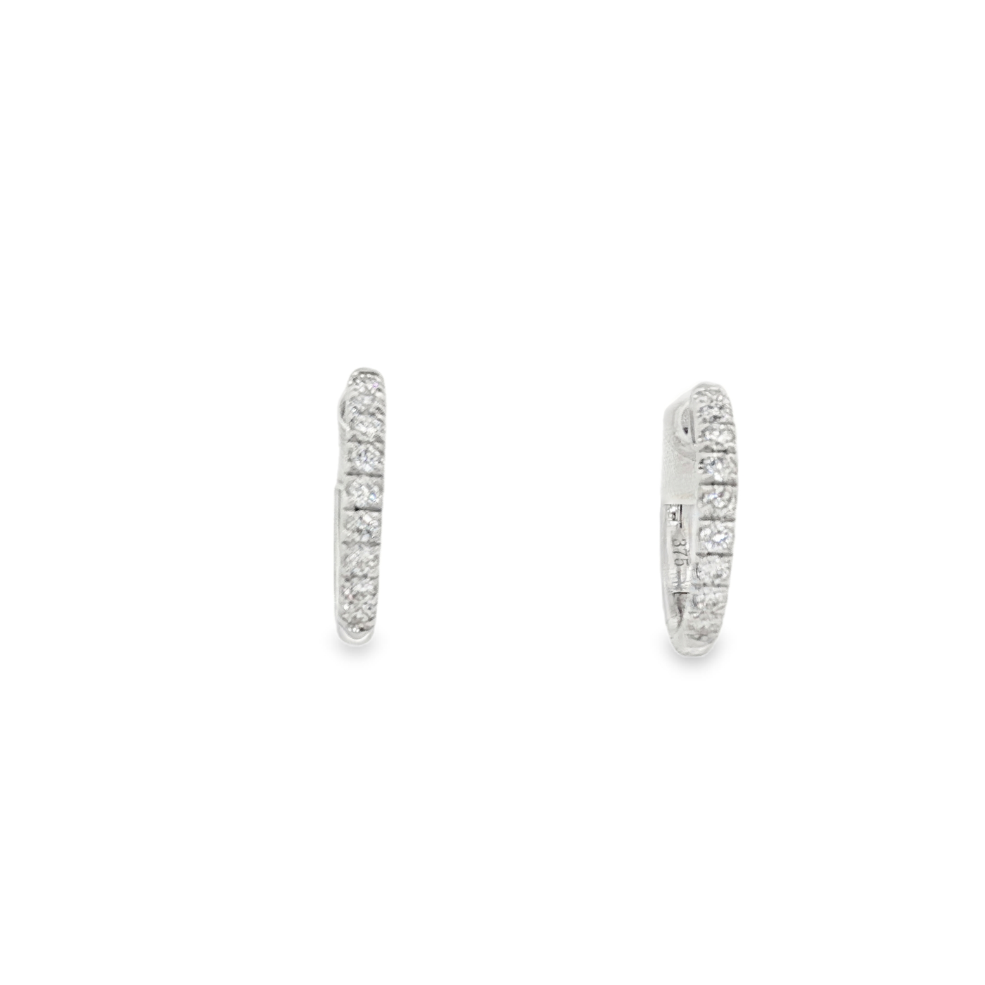 9ct White Gold Huggie Earrings with Brilliant Cut Laboratory Grown Diamonds