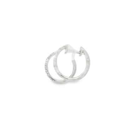 9ct White Gold Huggie Earrings with Brilliant Cut Laboratory Grown Diamonds