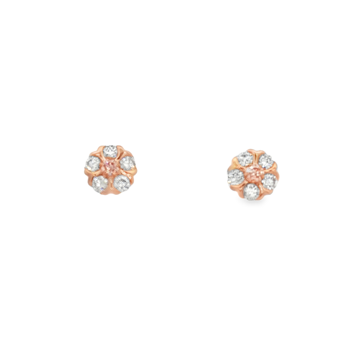 9ct Rose Gold Laboratory Grown Pink Diamond And White Diamond Stud Earrings
