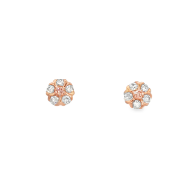 9ct Rose Gold Laboratory Grown Pink Diamond And White Diamond Stud Earrings