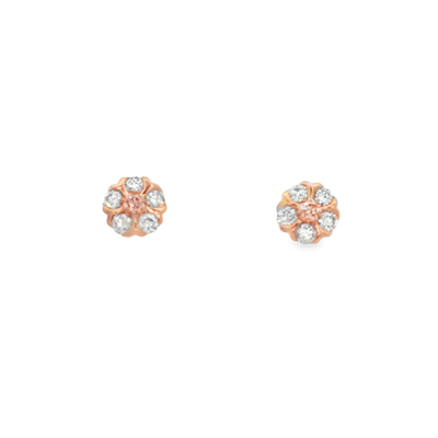 9ct Rose Gold Laboratory Grown Pink Diamond And White Diamond Stud Earrings