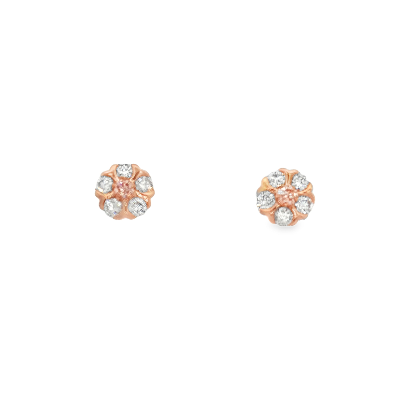 9ct Rose Gold Laboratory Grown Pink Diamond And White Diamond Stud Earrings