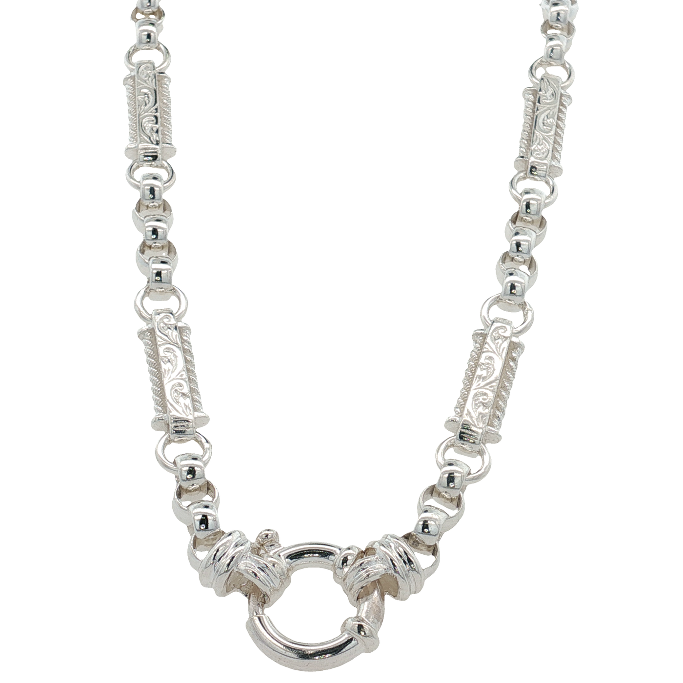 Engraved Sterling Silver Chain Necklace 70cm