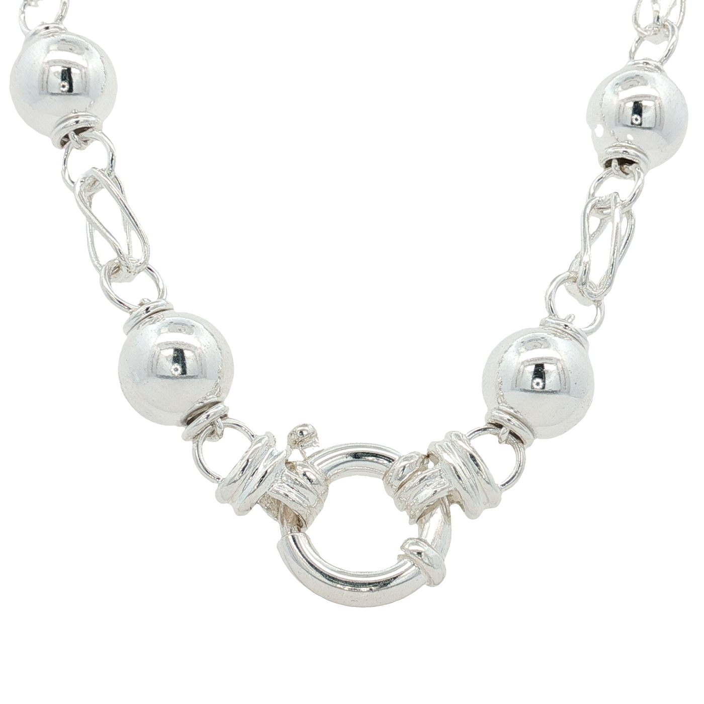 Sterling Silver Ball Link Chain Necklace 50cm