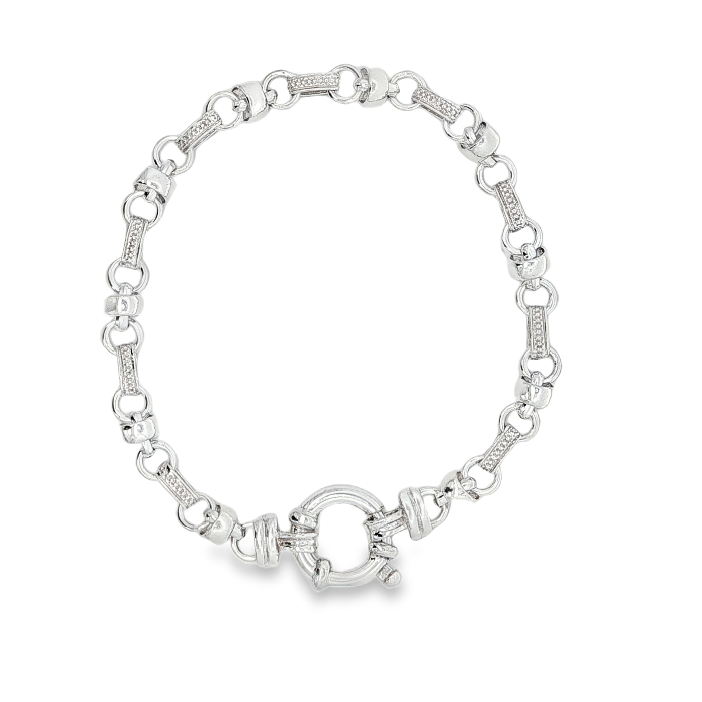 Sterling Silver Fancy Link Chain Bracelet 19cm