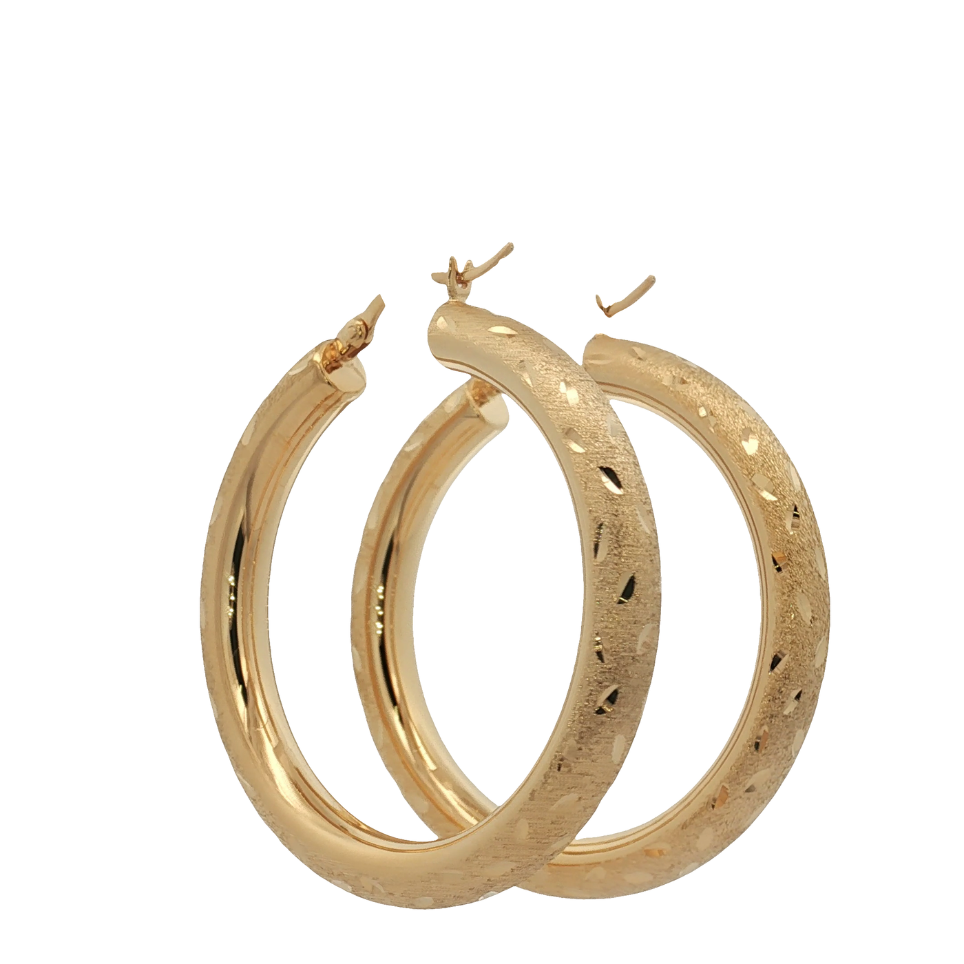 Textured Yellow Sterling Silver 9ct Gold Plated Hoop Earrings