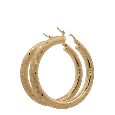 Textured Yellow Sterling Silver 9ct Gold Plated Hoop Earrings