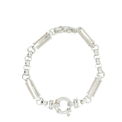 Engraved Sterling Silver Fancy Chain Bracelet 19cm