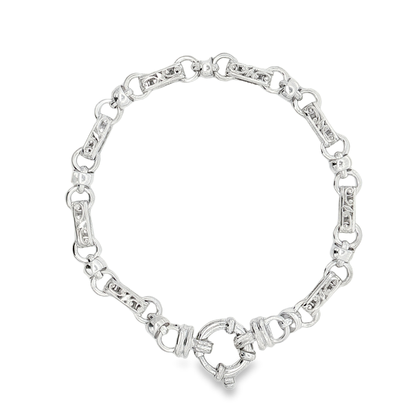 Sterling Silver Fancy Chain Bracelet 19cm
