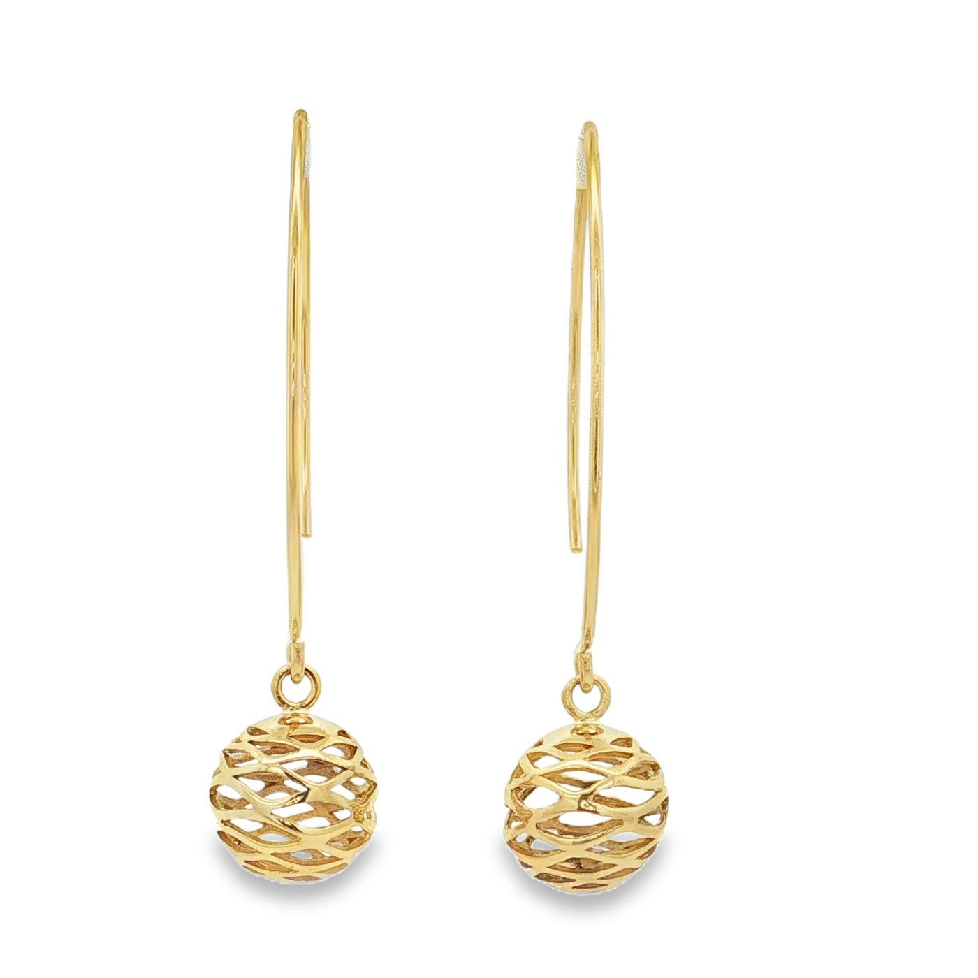 Elegant 9ct Yellow Gold Spherical Drop Earrings