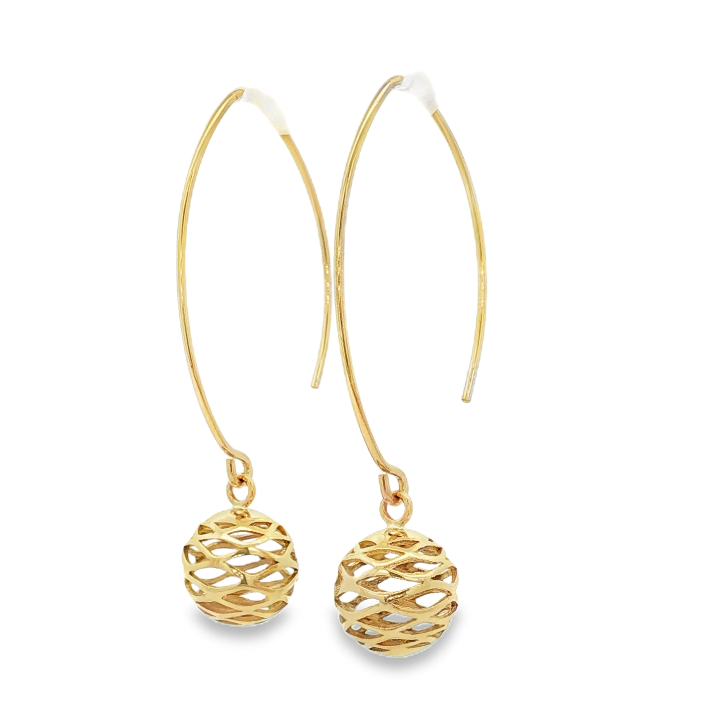 Elegant 9ct Yellow Gold Spherical Drop Earrings