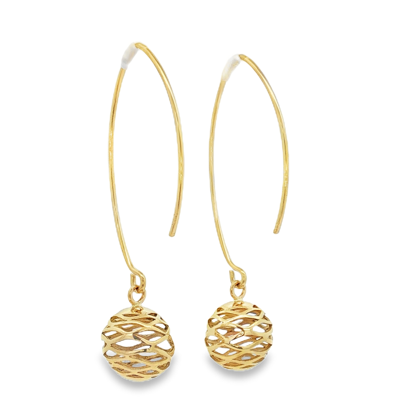 Elegant 9ct Yellow Gold Spherical Drop Earrings