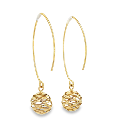 Elegant 9ct Yellow Gold Spherical Drop Earrings