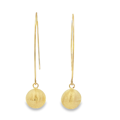 9ct Yellow Gold Drop Ball Earrings 10mm