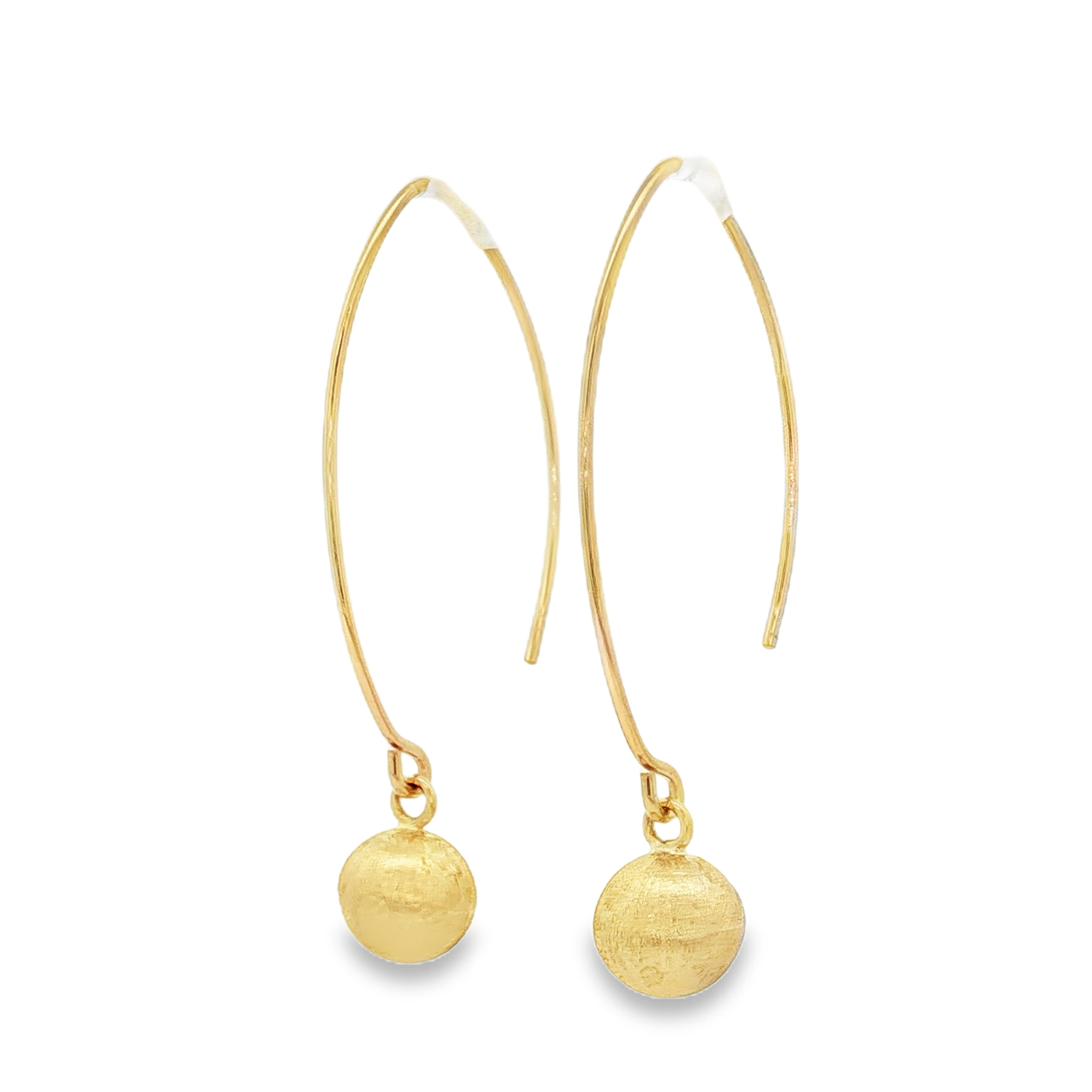 9ct Gold Brushed Minimalist Drop Earrings 8mm
